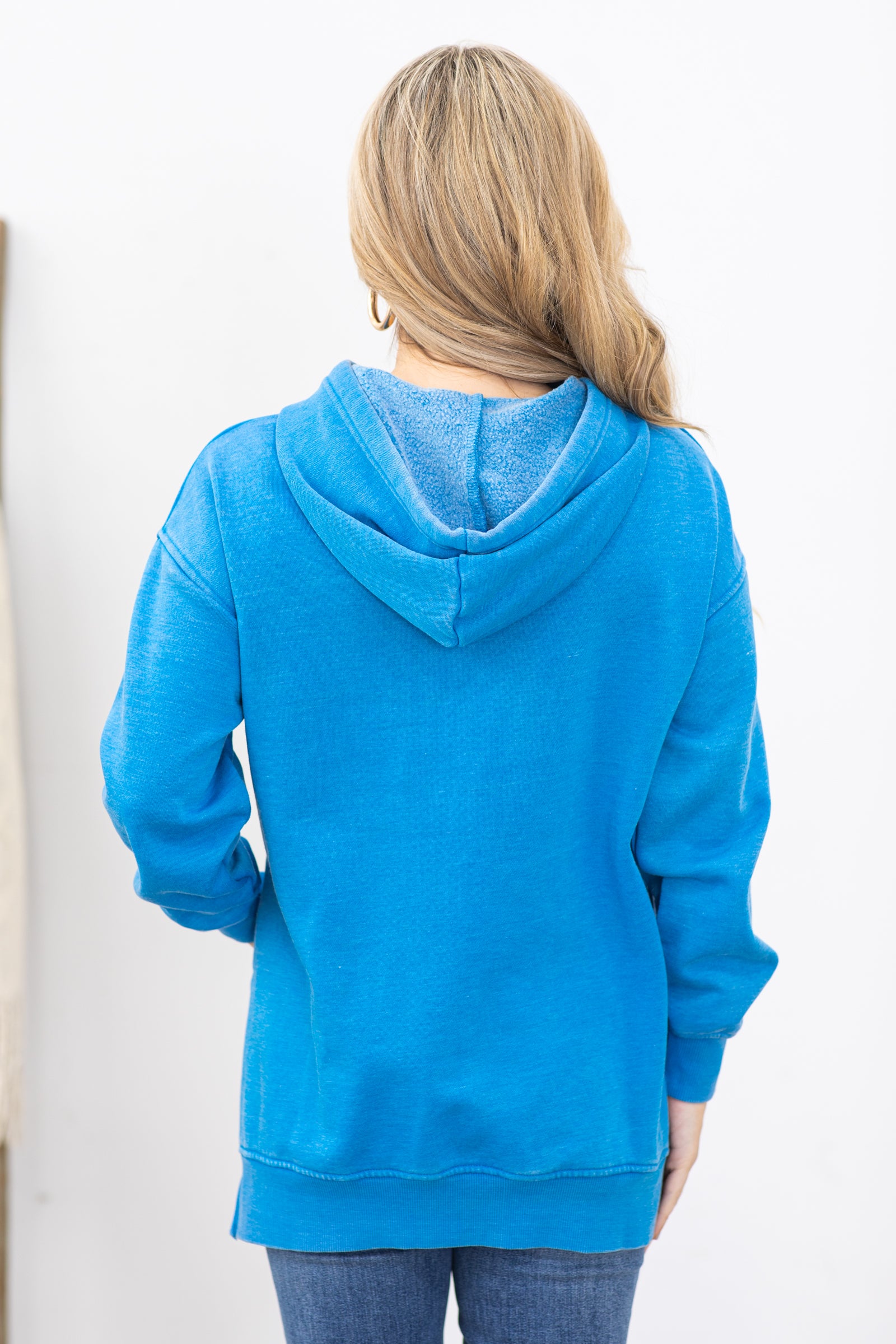 Dusty Blue Pigment Dyed Fleece Hoodie · Filly Flair