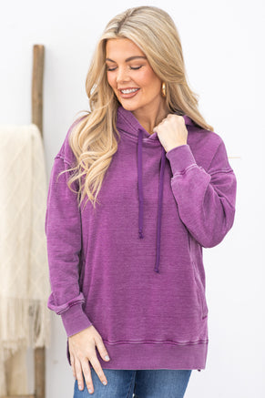 Purple Pigment Dyed Fleece Hoodie