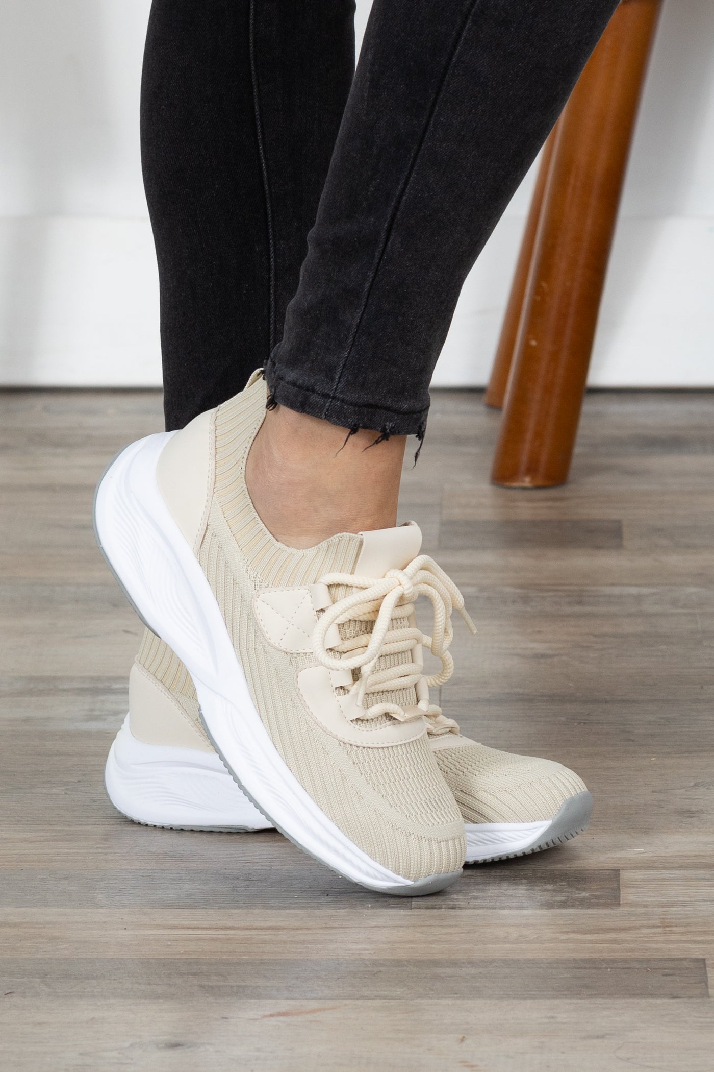 Knit Lace Up Sneakers