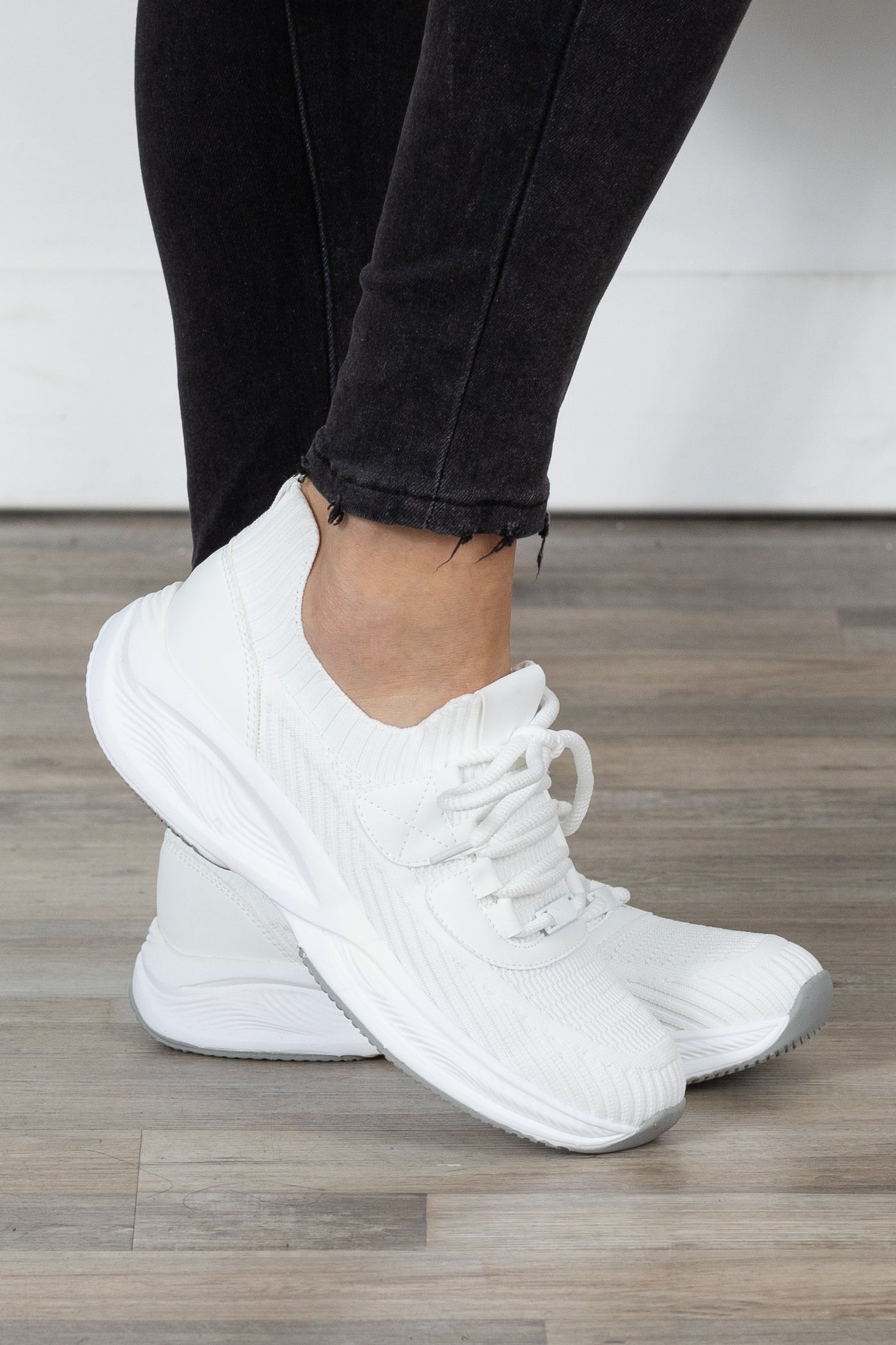 Knit Lace Up Sneakers