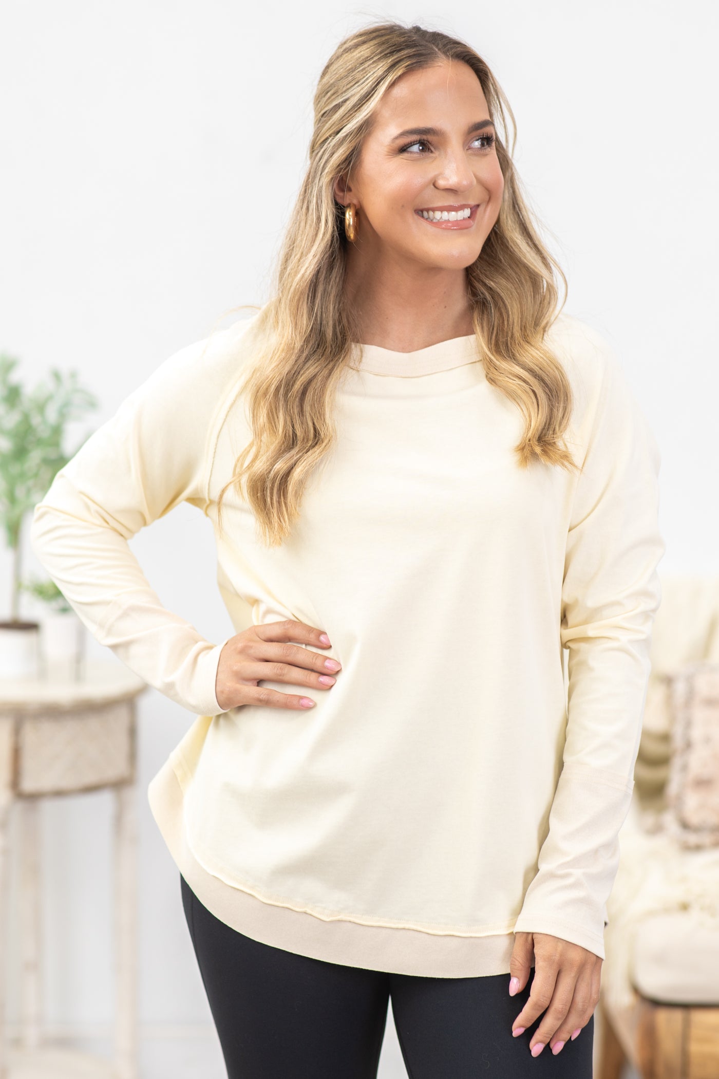 Long Sleeve Washed Knit Top