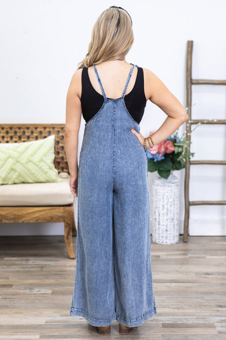 Blue Denim Acid Washed Jumpsuit