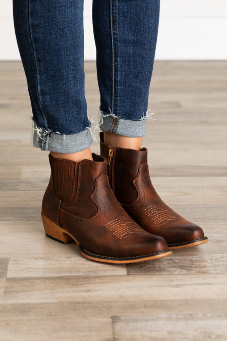 Pointed Cowgirl Bootie With Zipper