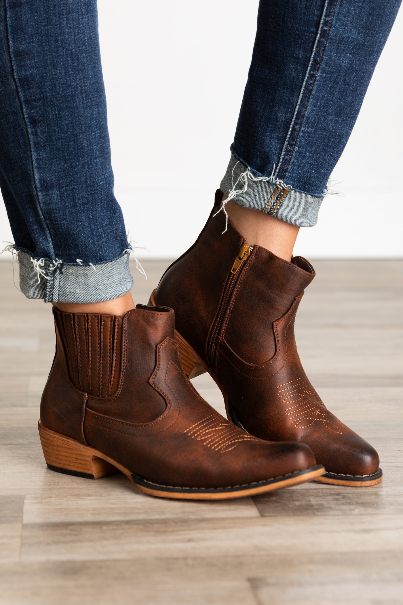 Pointed Cowgirl Bootie With Zipper