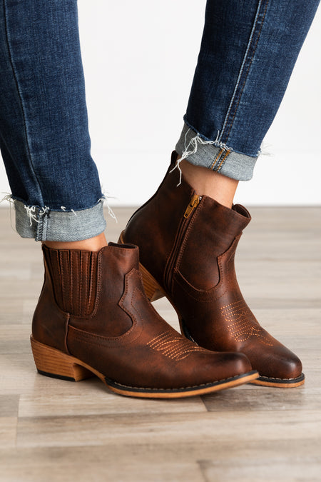 Pointed Cowgirl Bootie With Zipper