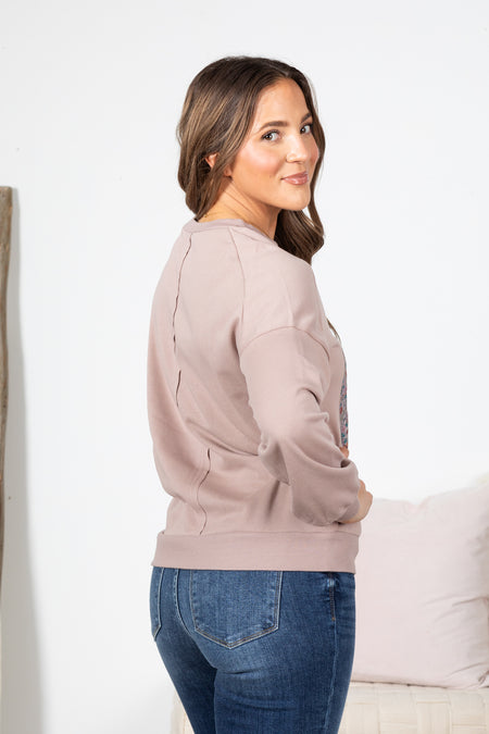 Light Mauve Peace Drop Shoulder Sweatshirt