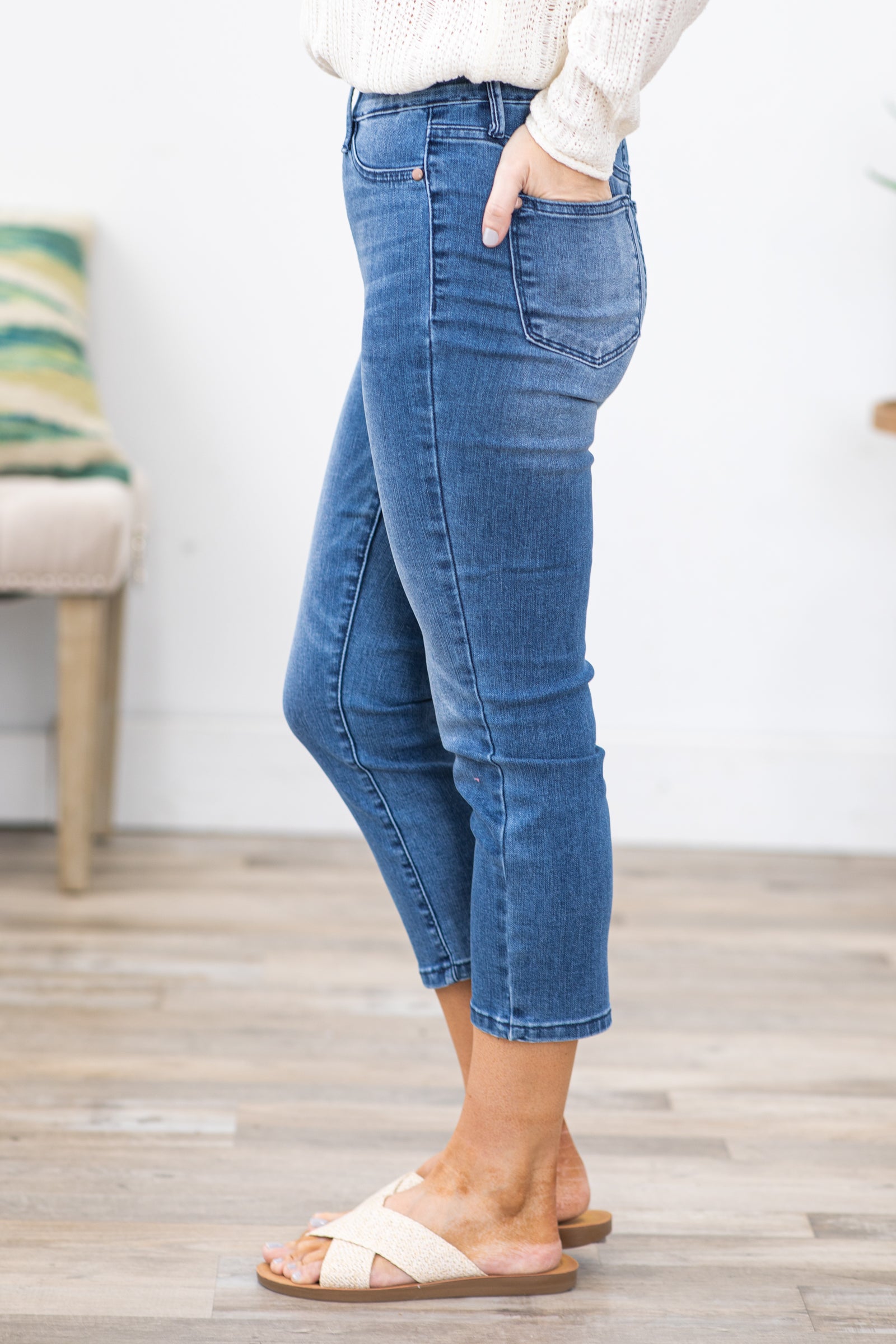 Blue hot sale jean capris