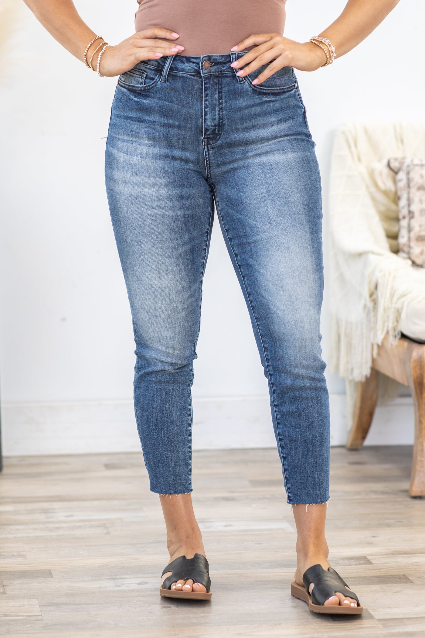 Judy Blue High-Rise Raw Hem Relaxed Fit Jean