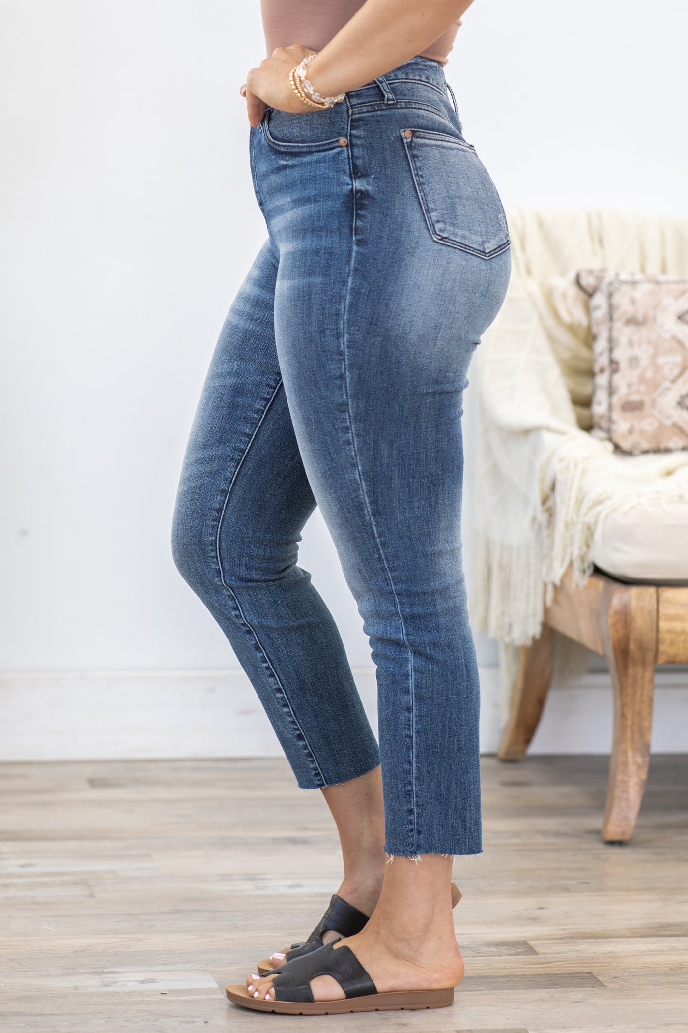 Judy Blue High-Rise Raw Hem Relaxed Fit Jean