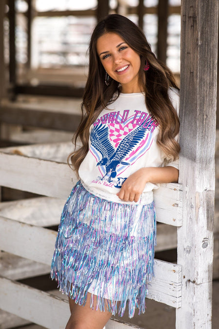 Purple and Silver Fringe Skirt - Filly Flair