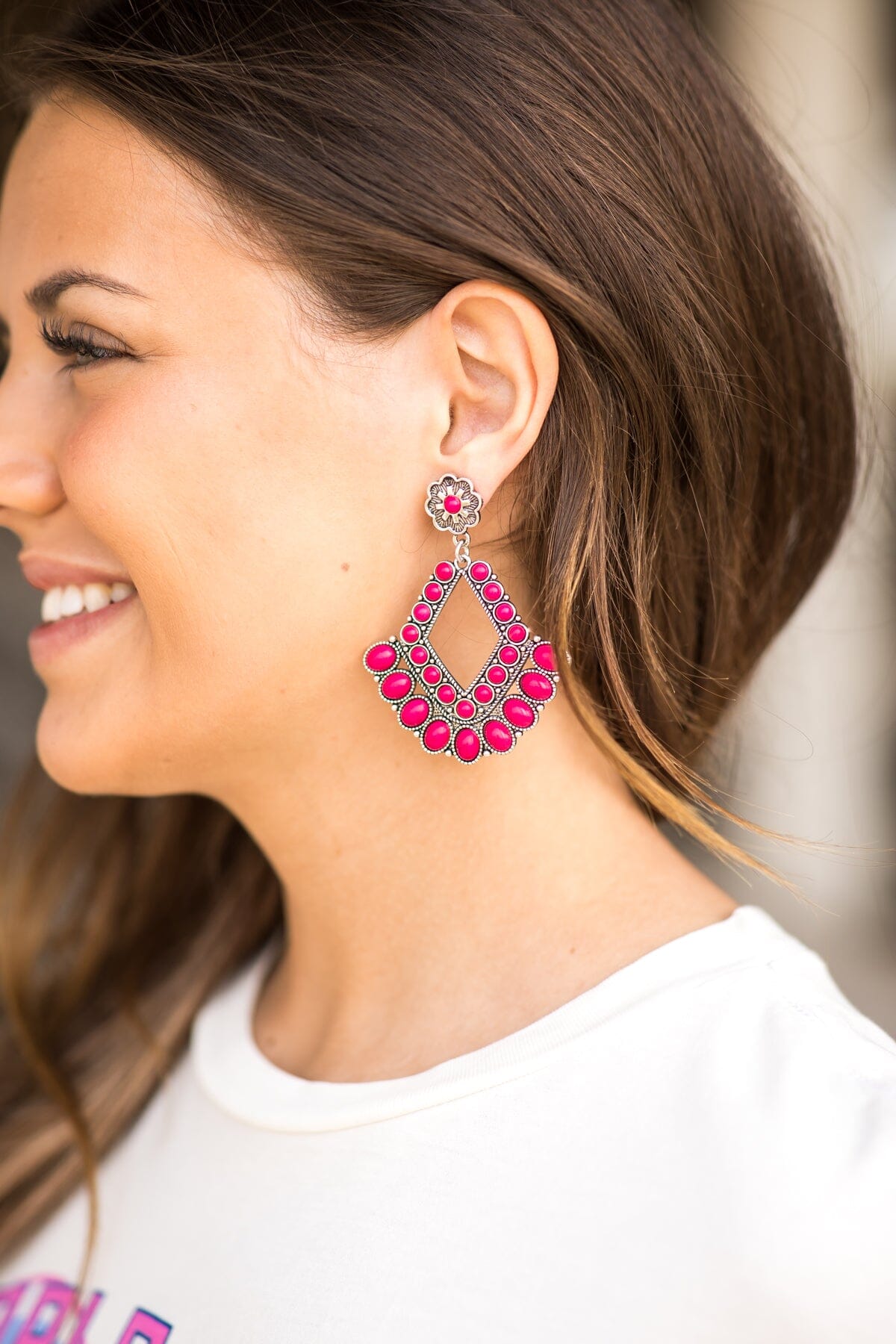 Hot Pink Western Chandelier Earrings - Filly Flair