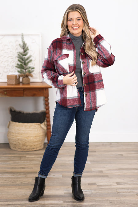 Burgundy Plaid Shacket