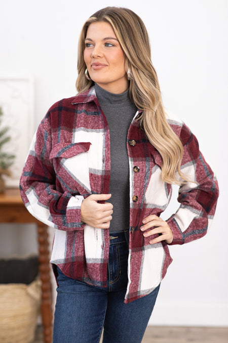 Burgundy Plaid Shacket