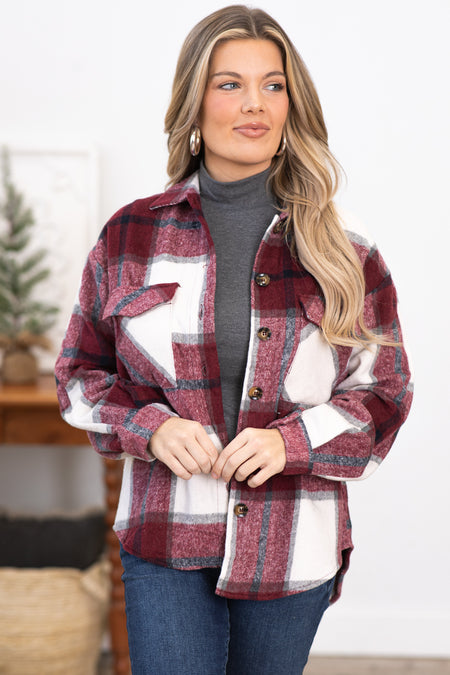 Burgundy Plaid Shacket