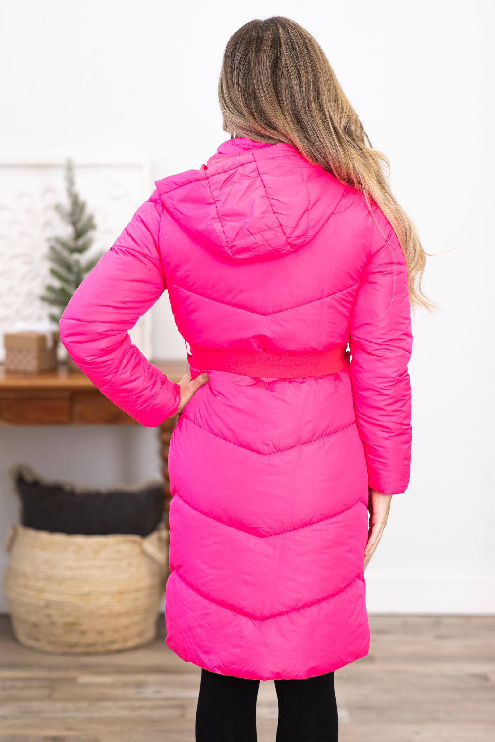 Pink puffer outlet jacket with hood