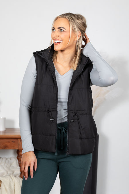 Polar Drawstring Hem Fleece Padded Vests