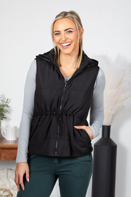 Polar Drawstring Hem Fleece Padded Vests