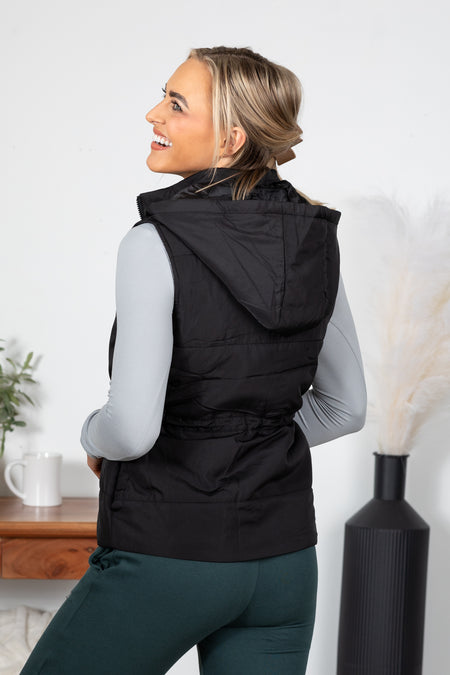 Polar Drawstring Hem Fleece Padded Vests