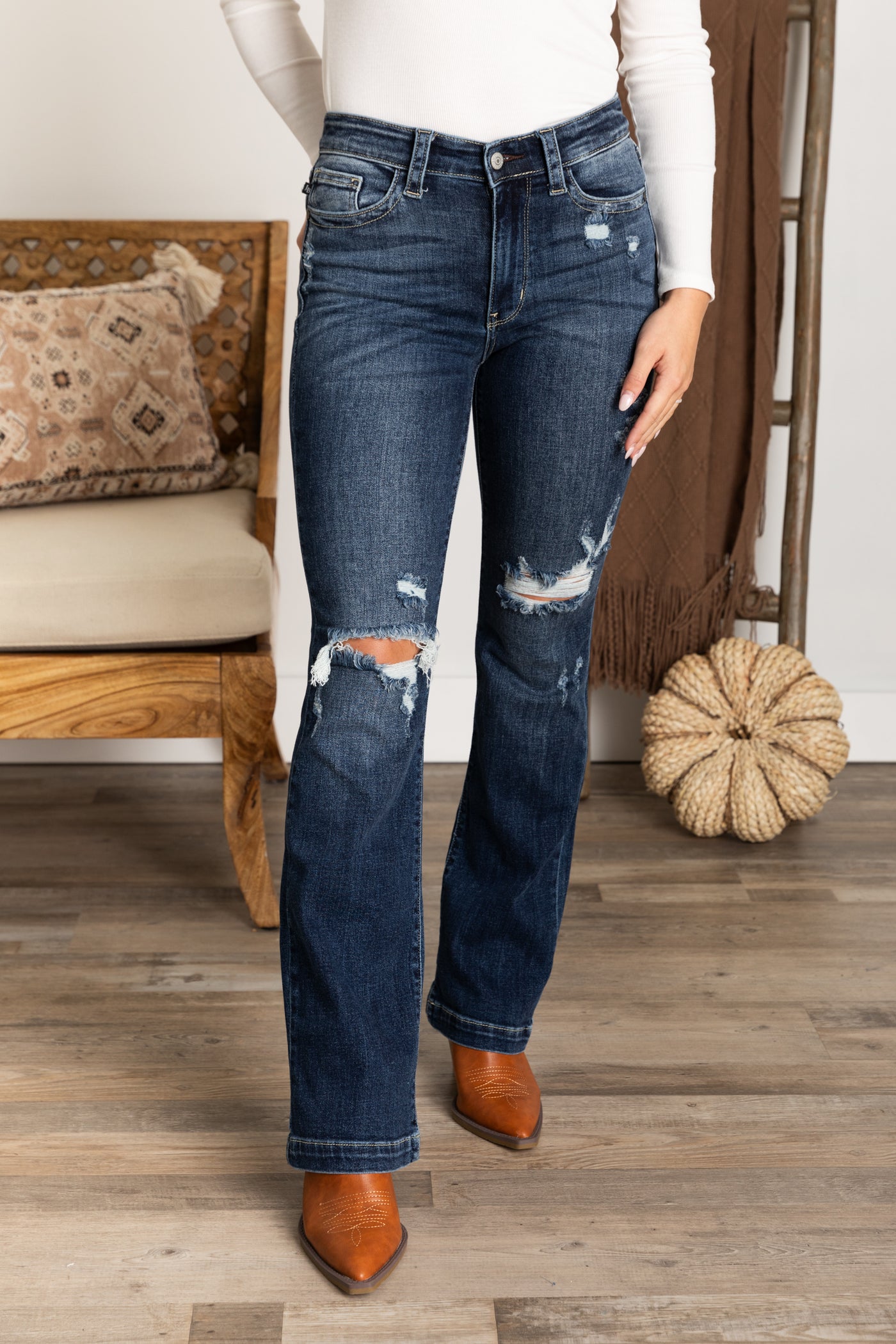 Judy Blue Bootcut Knee Distressed Jeans