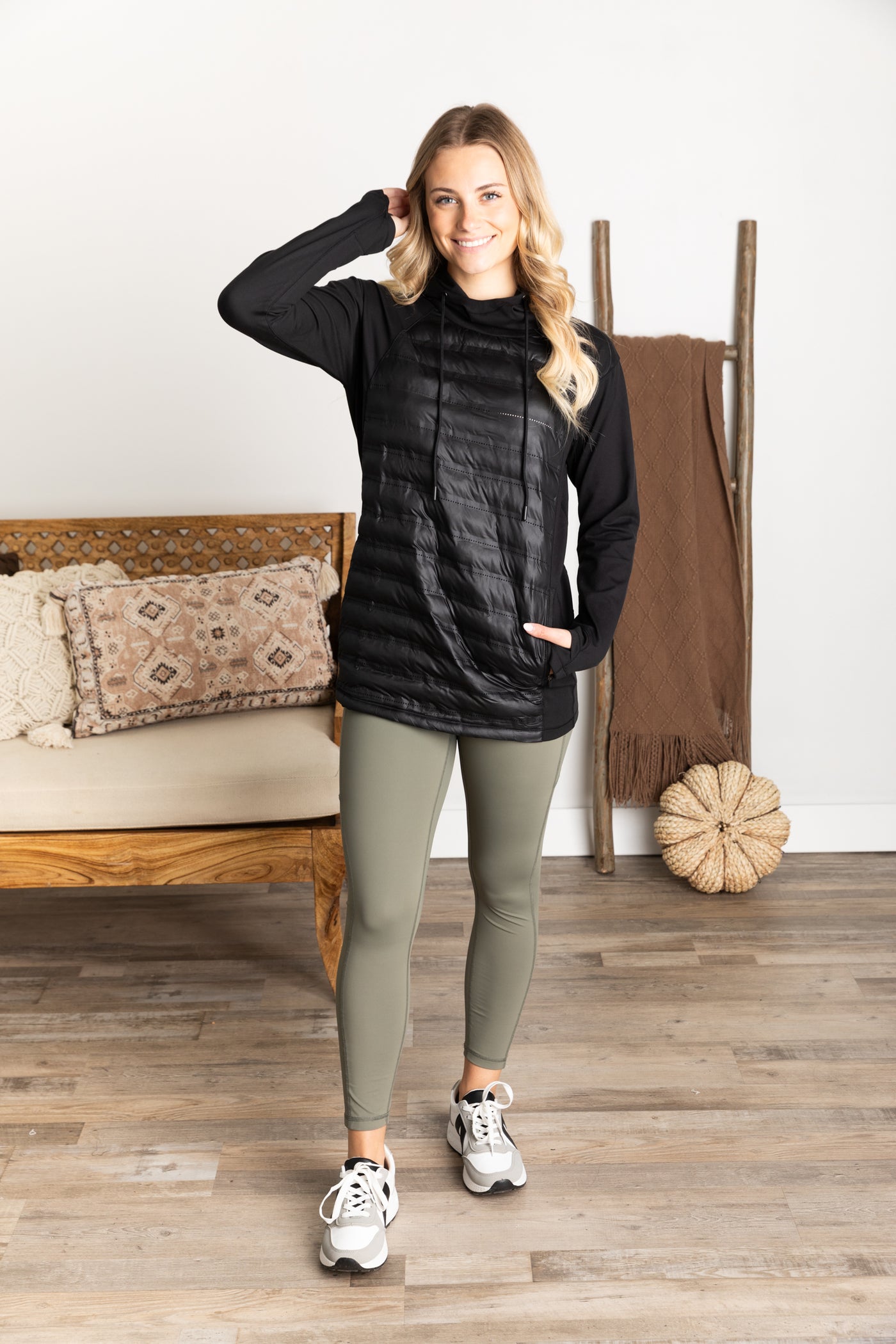 Padded Front Hoodie Pullover Top