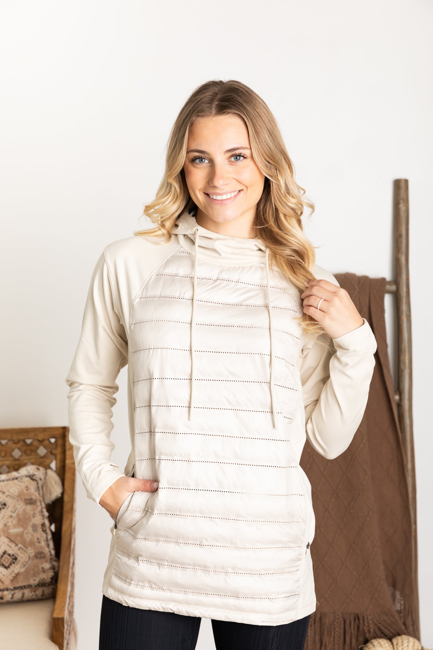 Padded Front Hoodie Pullover Top