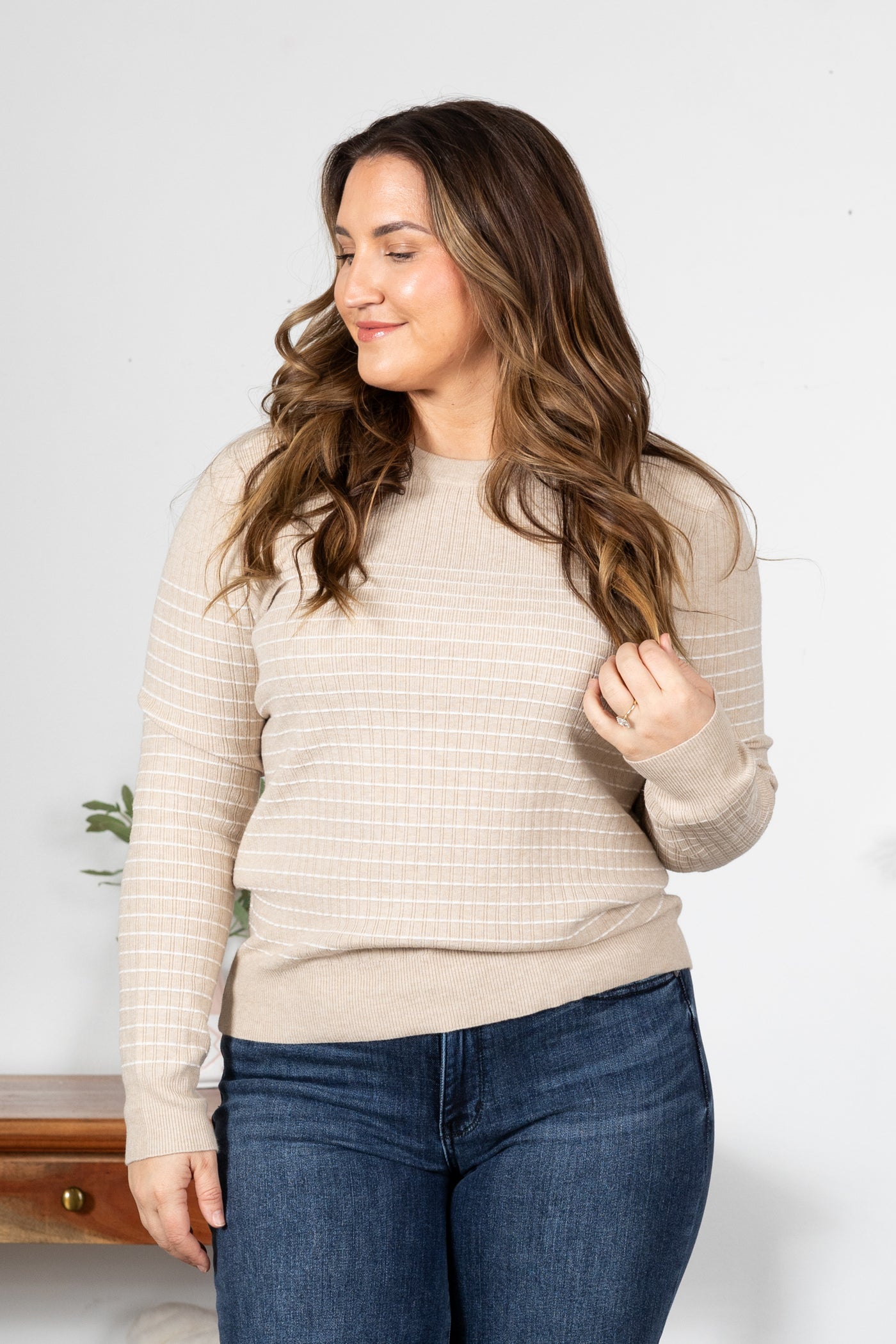 Textured Stitch Stripe Pullover Sweater