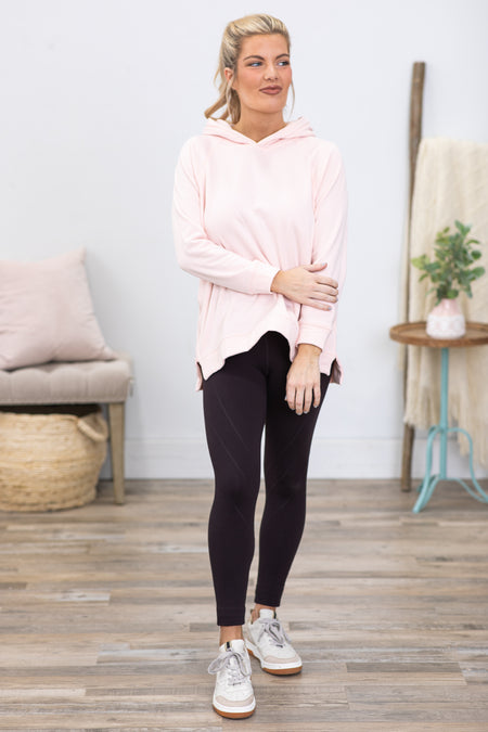 Blush Pullover Hoodie With Side Zipper