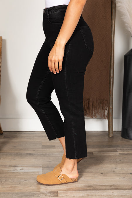 Black Washed High Rise Mom Fit Jeans