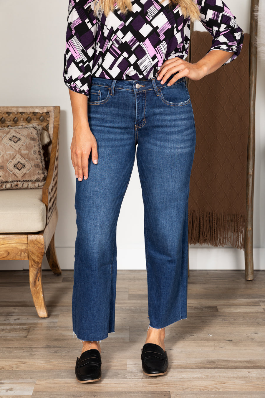 Lovervet Tummy Control Mid Rise Wide Leg Jeans