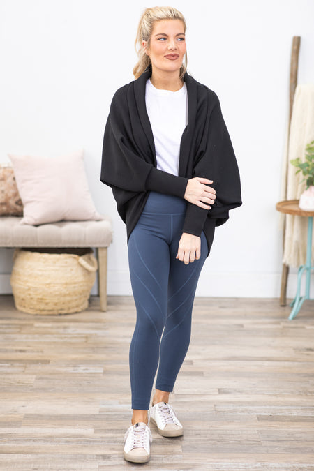 *OLD SKU*Black Dolman Sleeve Cocoon Cardigan