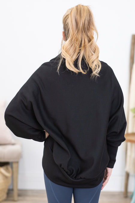 *OLD SKU*Black Dolman Sleeve Cocoon Cardigan