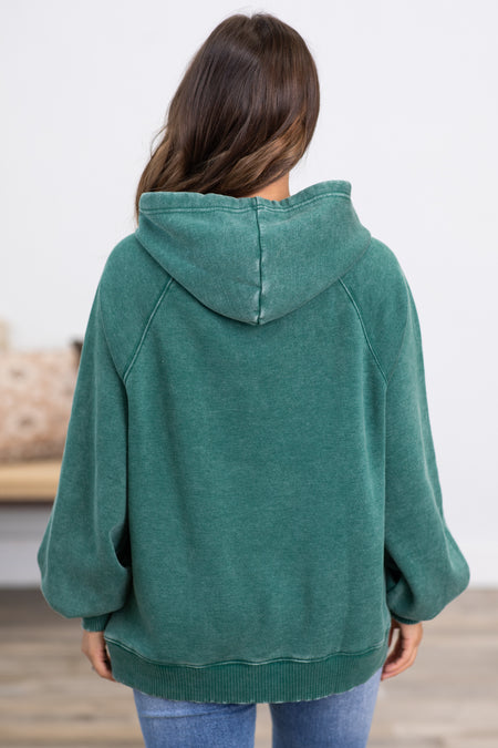 Emerald Green Washed Hoodie