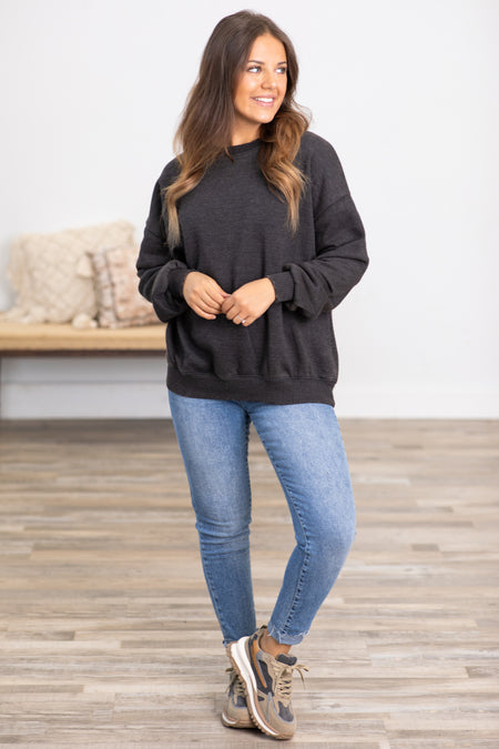 Charcoal Washed Fleece Sweatshirt