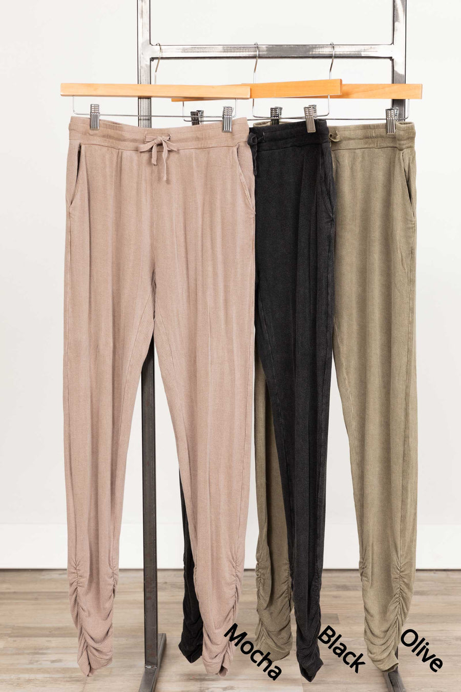 Mineral Wash Joggers With Shirred Ankles