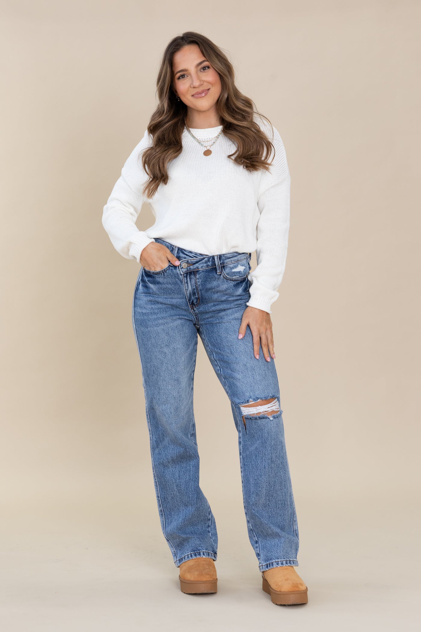 Judy Blue Rigid Criss-Cross Straight Jeans