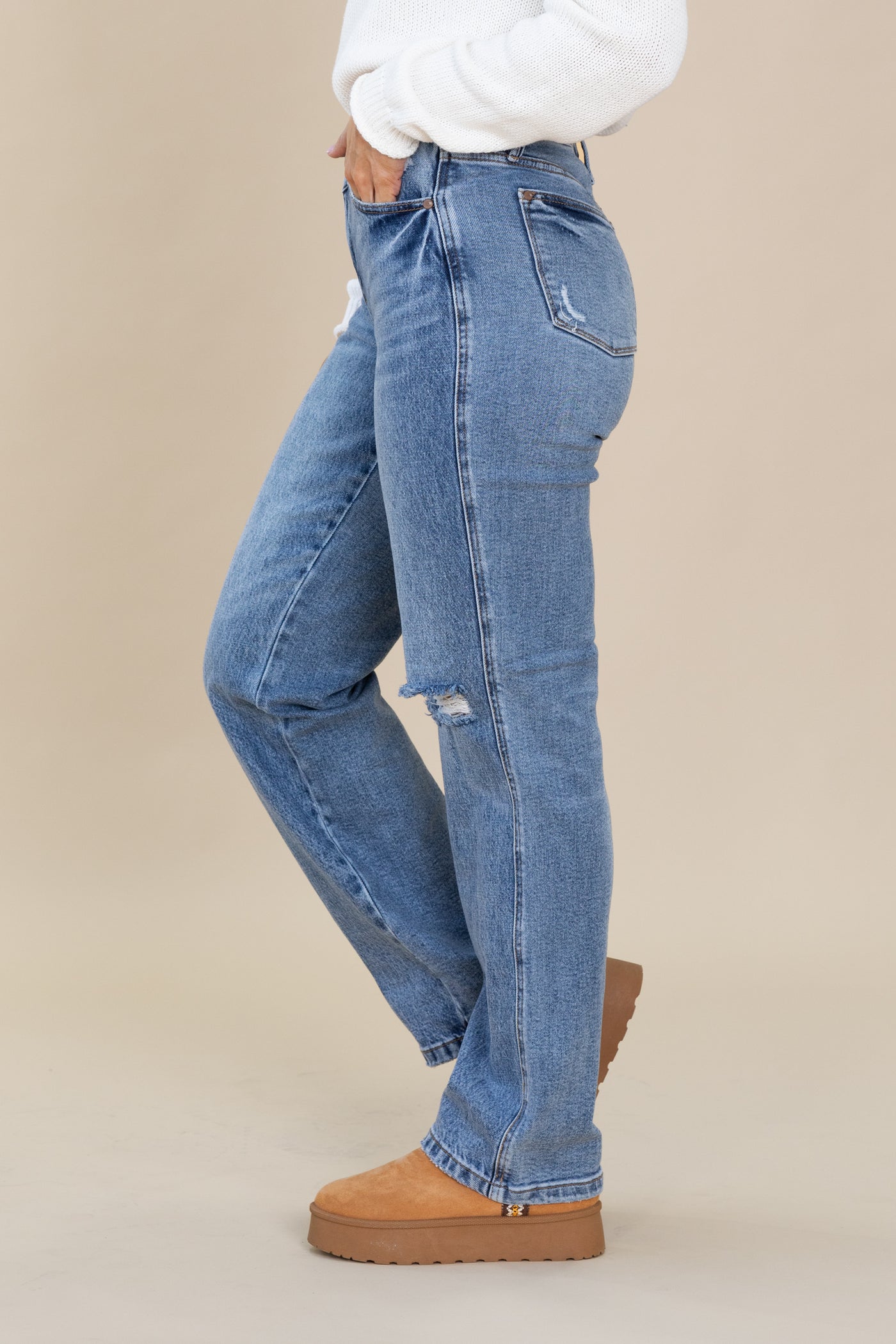 Judy Blue Rigid Criss-Cross Straight Jeans