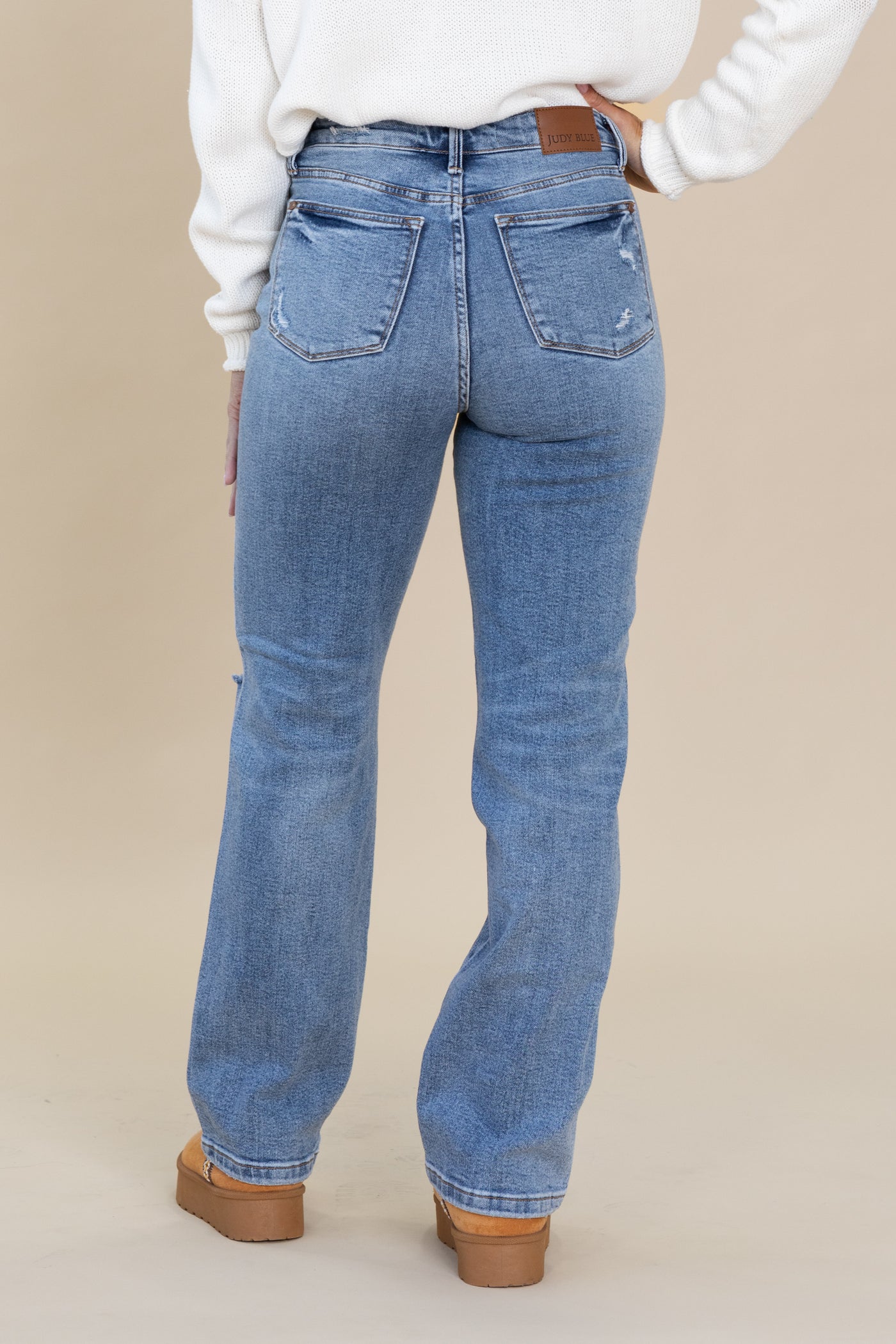 Judy Blue Rigid Criss-Cross Straight Jeans