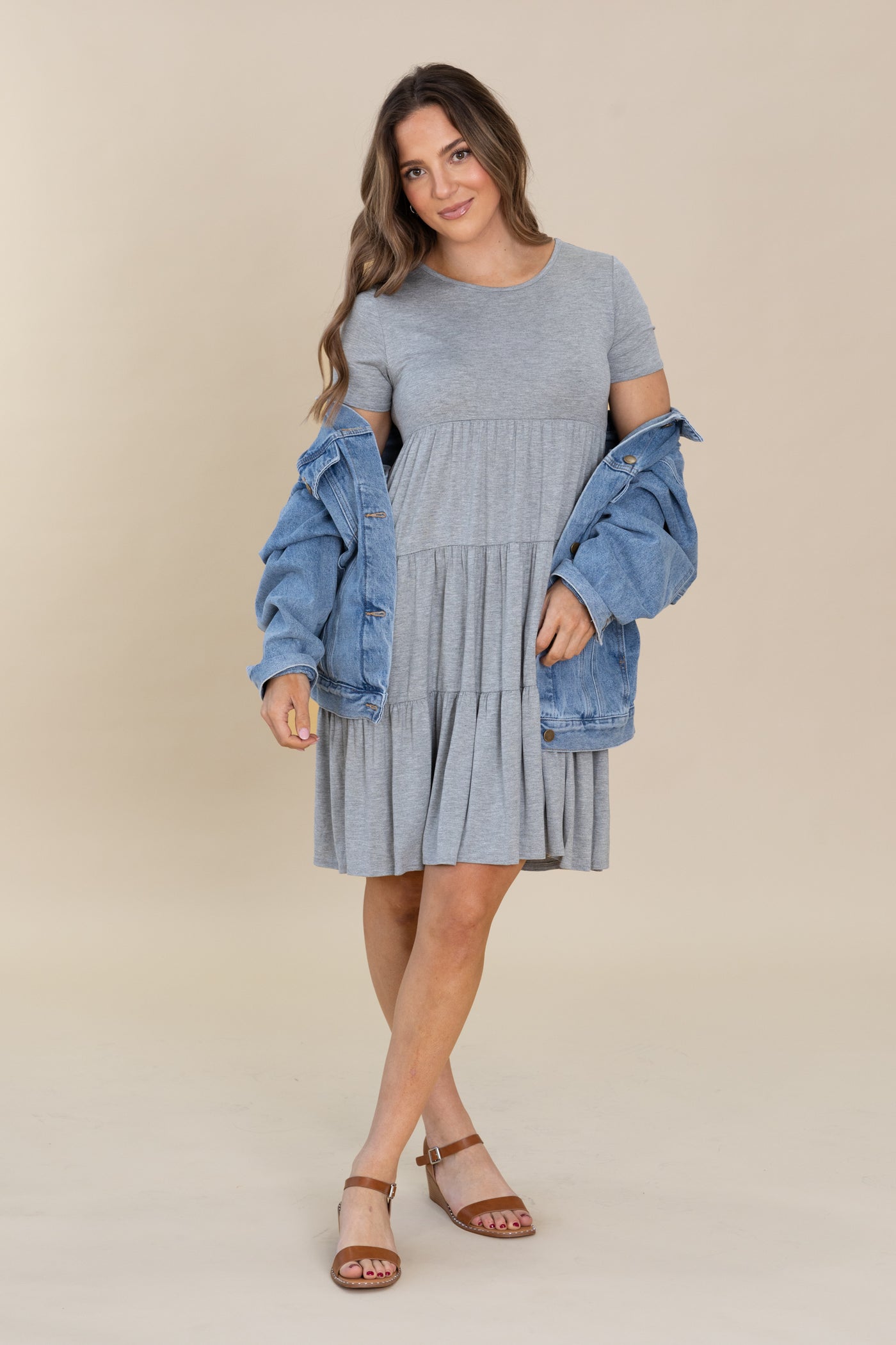 Solid Knit Tiered Midi Dress