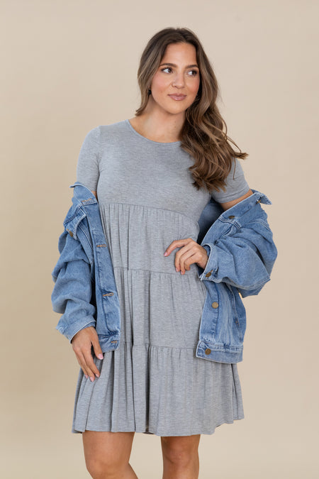 Solid Knit Tiered Midi Dress