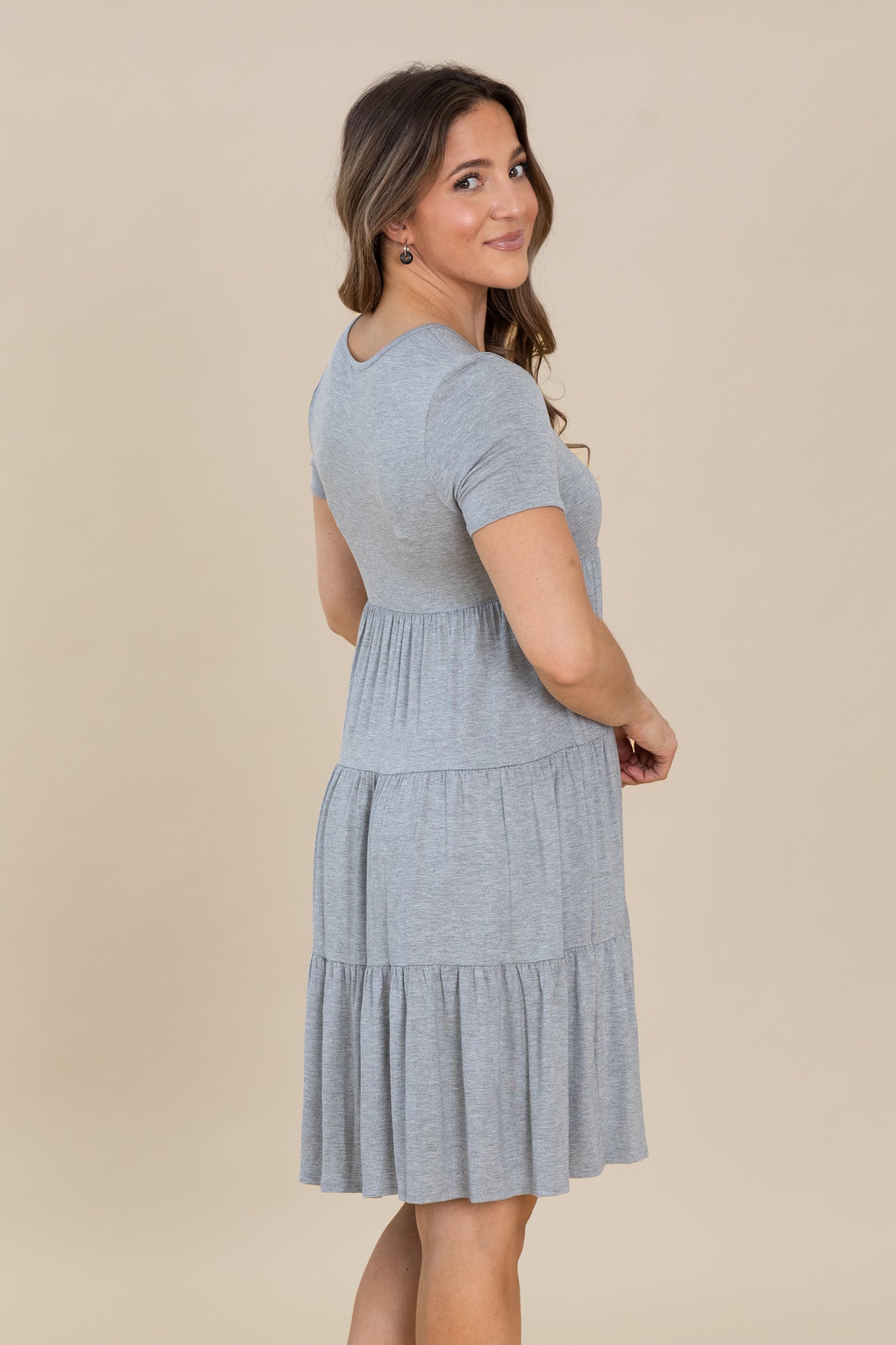 Solid Knit Tiered Midi Dress