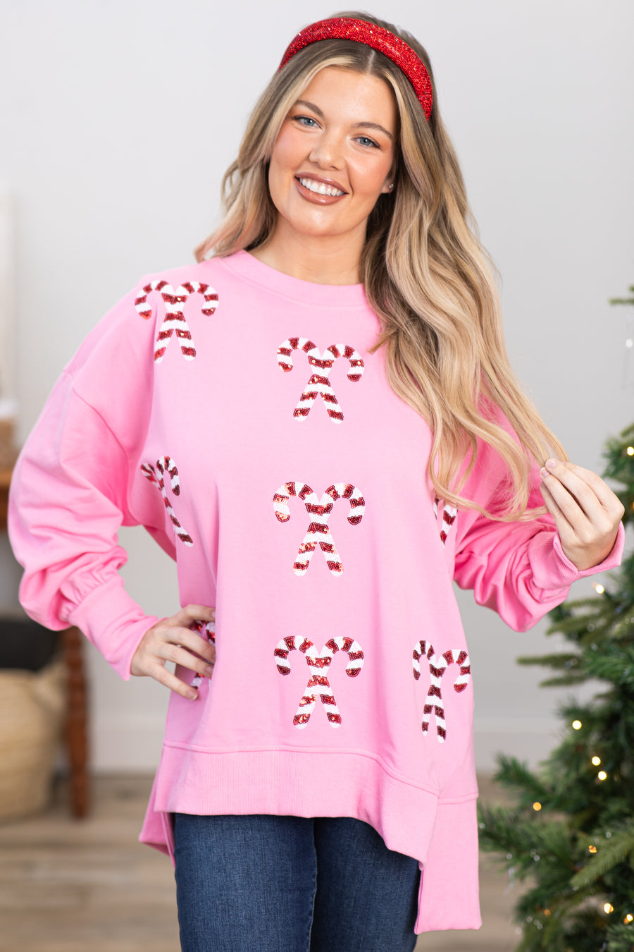 Pink and Red Candy Cane Sweater