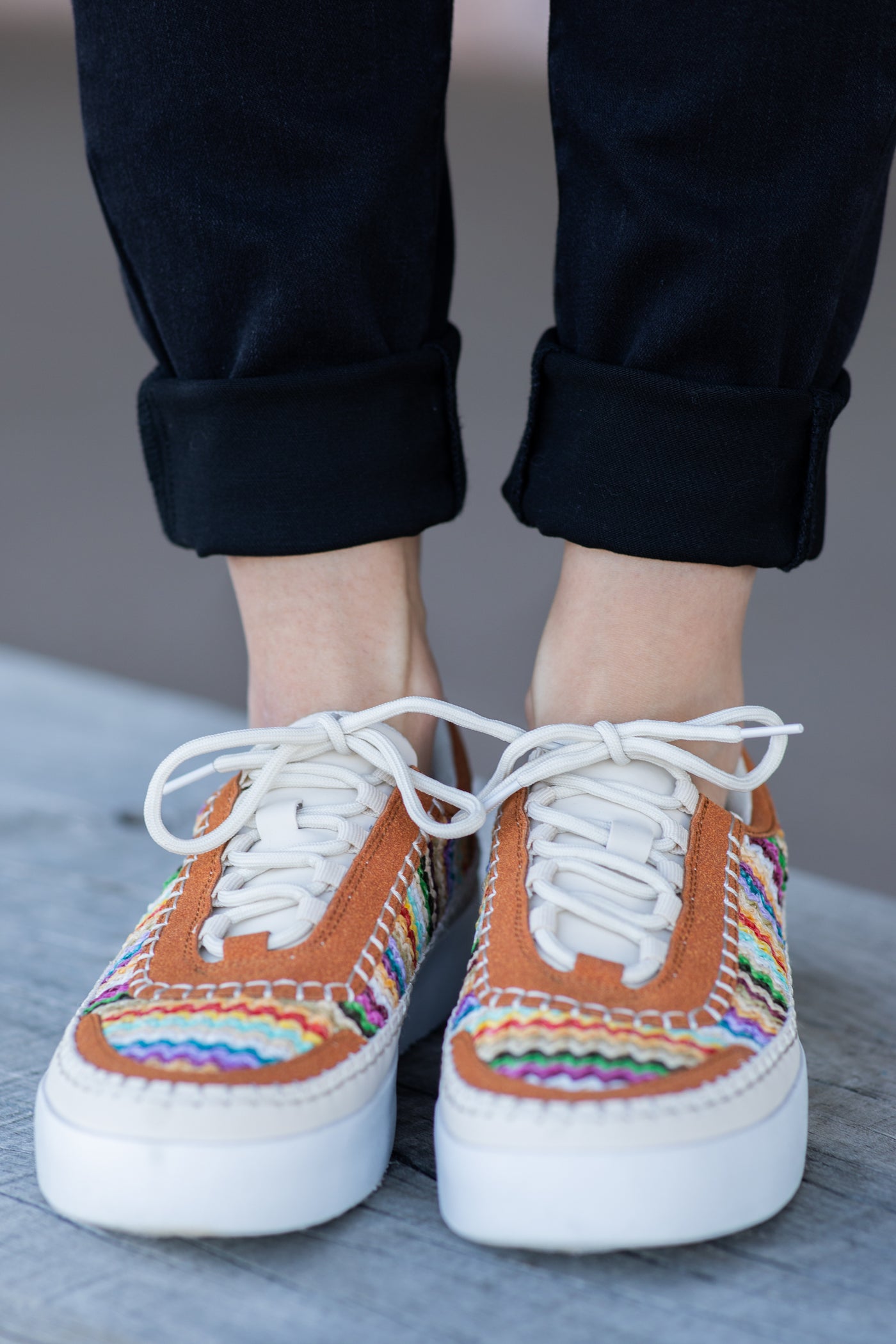 Copper Tweed Textured Platform Sneakers