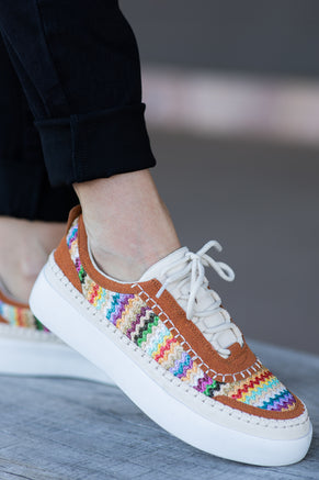 Copper Tweed Textured Platform Sneakers