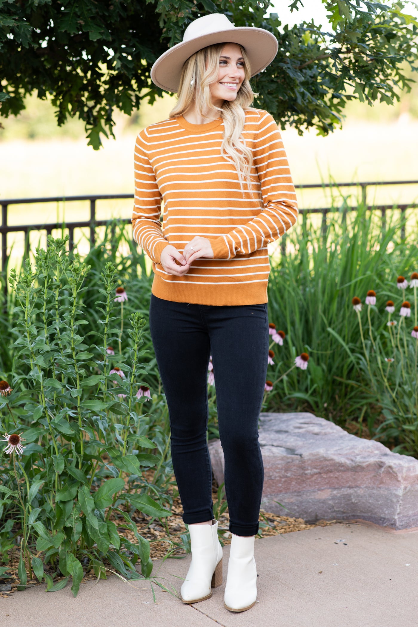 Mustard Striped Long Sleeve Sweater