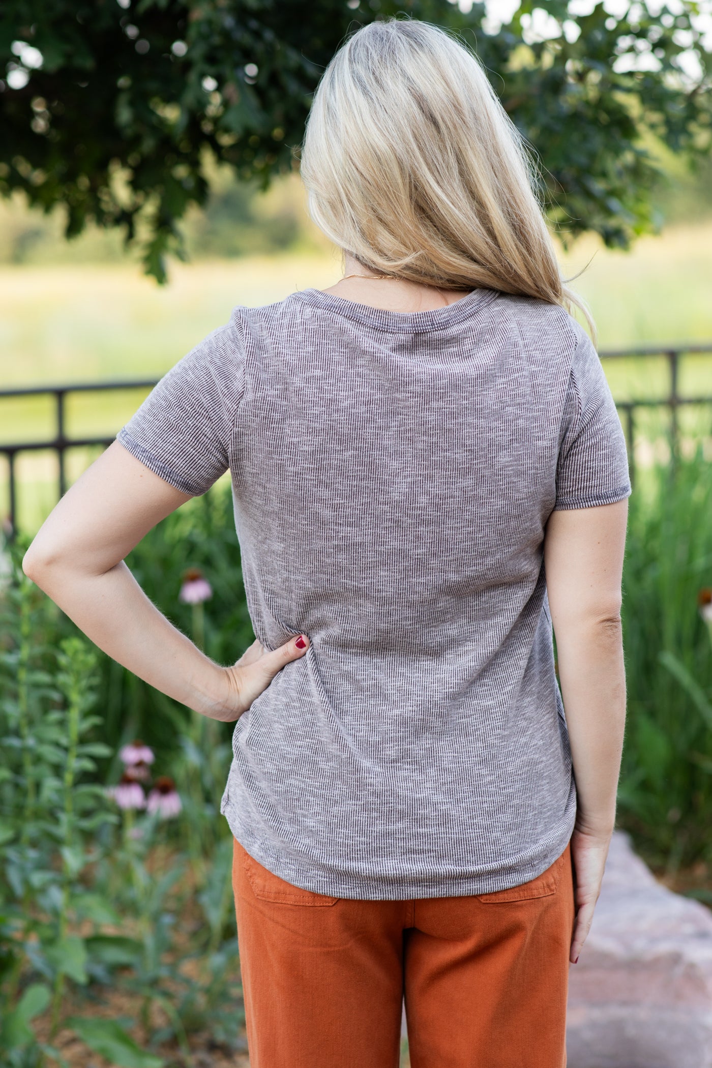 Crewneck Short Sleeve With Pocket Knit Top