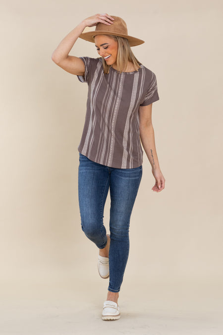 Mocha Lightweight Printed Knit Tee