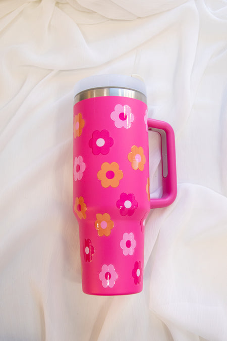 40oz Stainless Steel Daisy Printed Tumbler