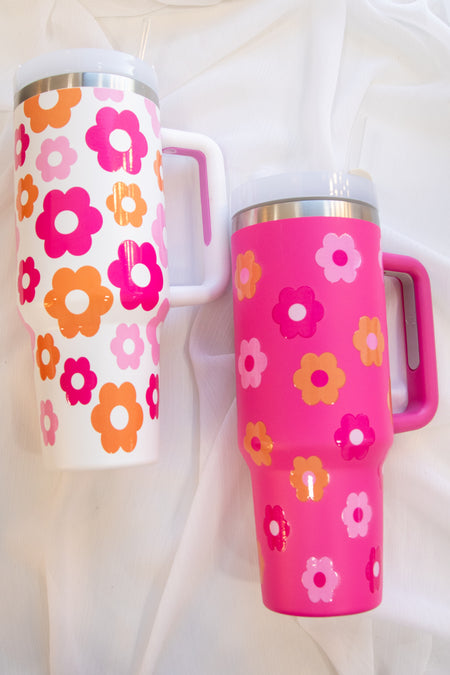 40oz Stainless Steel Daisy Printed Tumbler