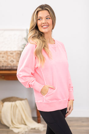 Neon Pink Pigment Dyed Sweatshirt