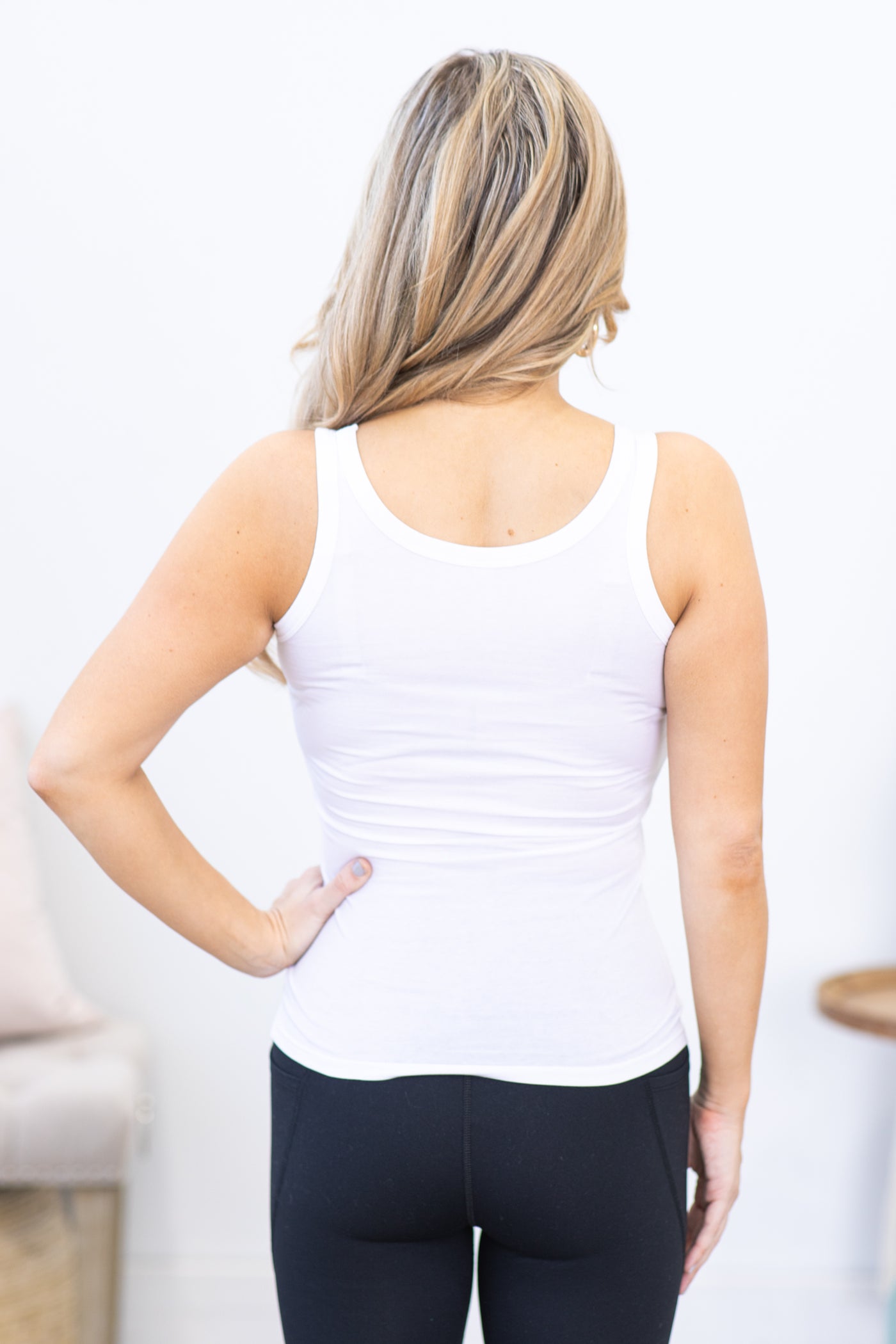 White Scoop Neck Knit Tank Top